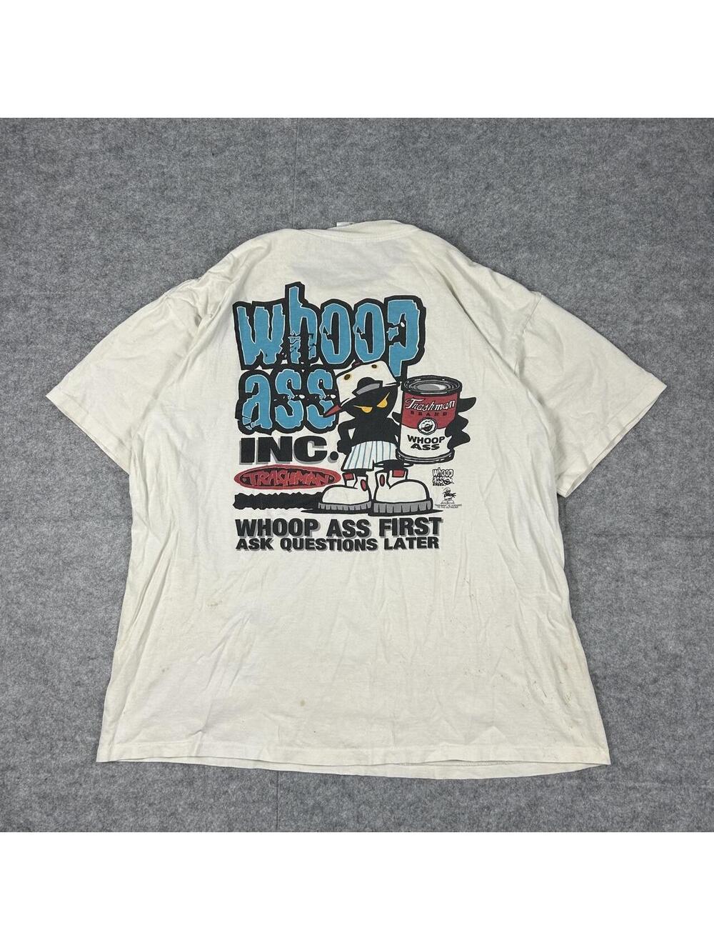 Vintage 90s Single Stitch Whoop Ass Skate Trashman T-Shirt Size XL